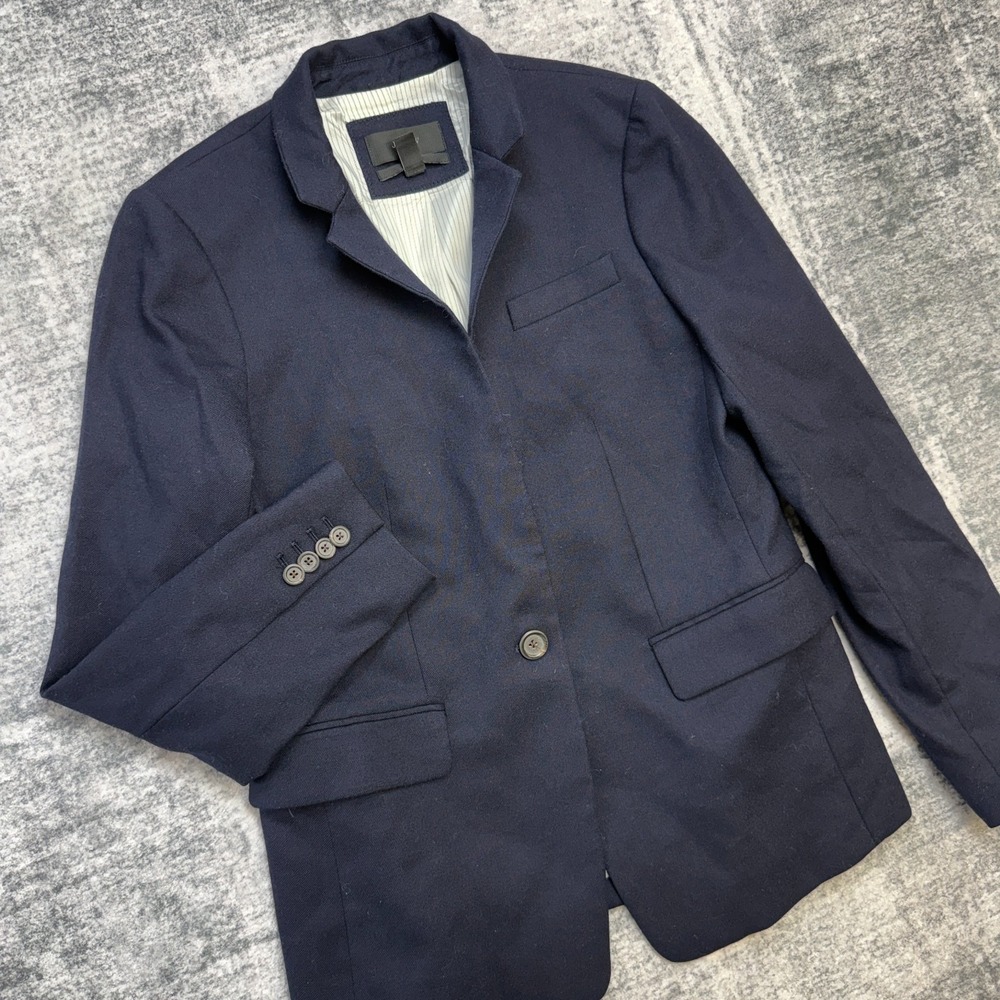 J Crew Regent Blazer Jacket Womens 6 Navy Blue Wool One Button Career Academia - Picture 2 of 14